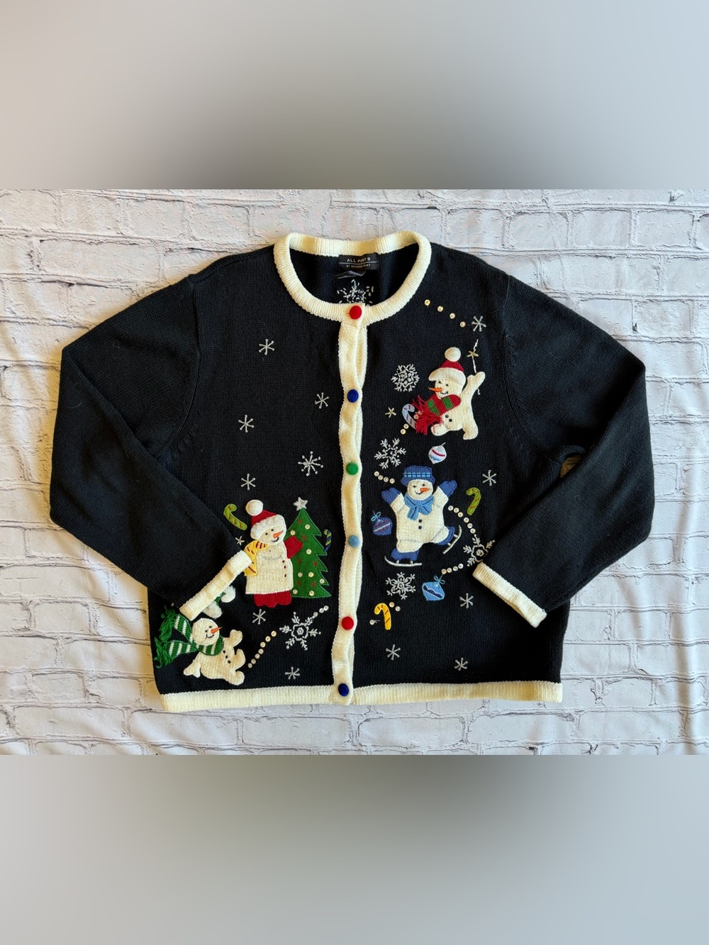 Ugly Christmas Sweater Knit Snowman
Women's Cardigan Holiday Party Winter XL